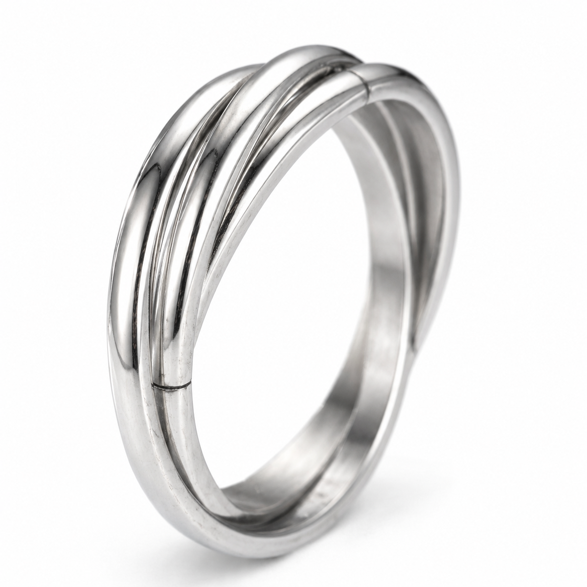 Bague anti-stress anneau tournant 3 Pièces, trois anneaux entrelacés en acier poli