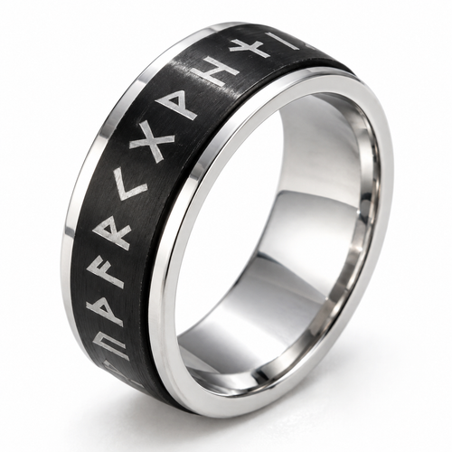 Bague anti-stress anneau tournant Alphabet Viking, anneau tournant gravé de runes vikings