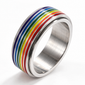 Bague anti-stress anneau tournant Arc-En-Ciel, anneau tournant à fines rayures arc-en-ciel