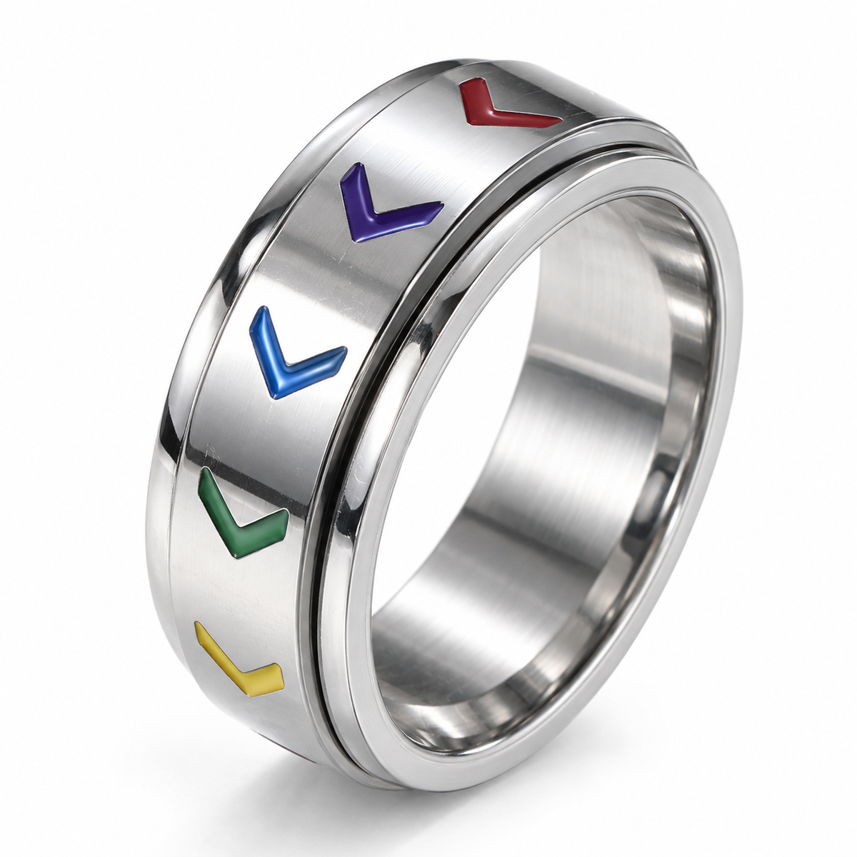 Bague anti-stress anneau tournant Boost, anneau tournant orné de chevrons multicolores