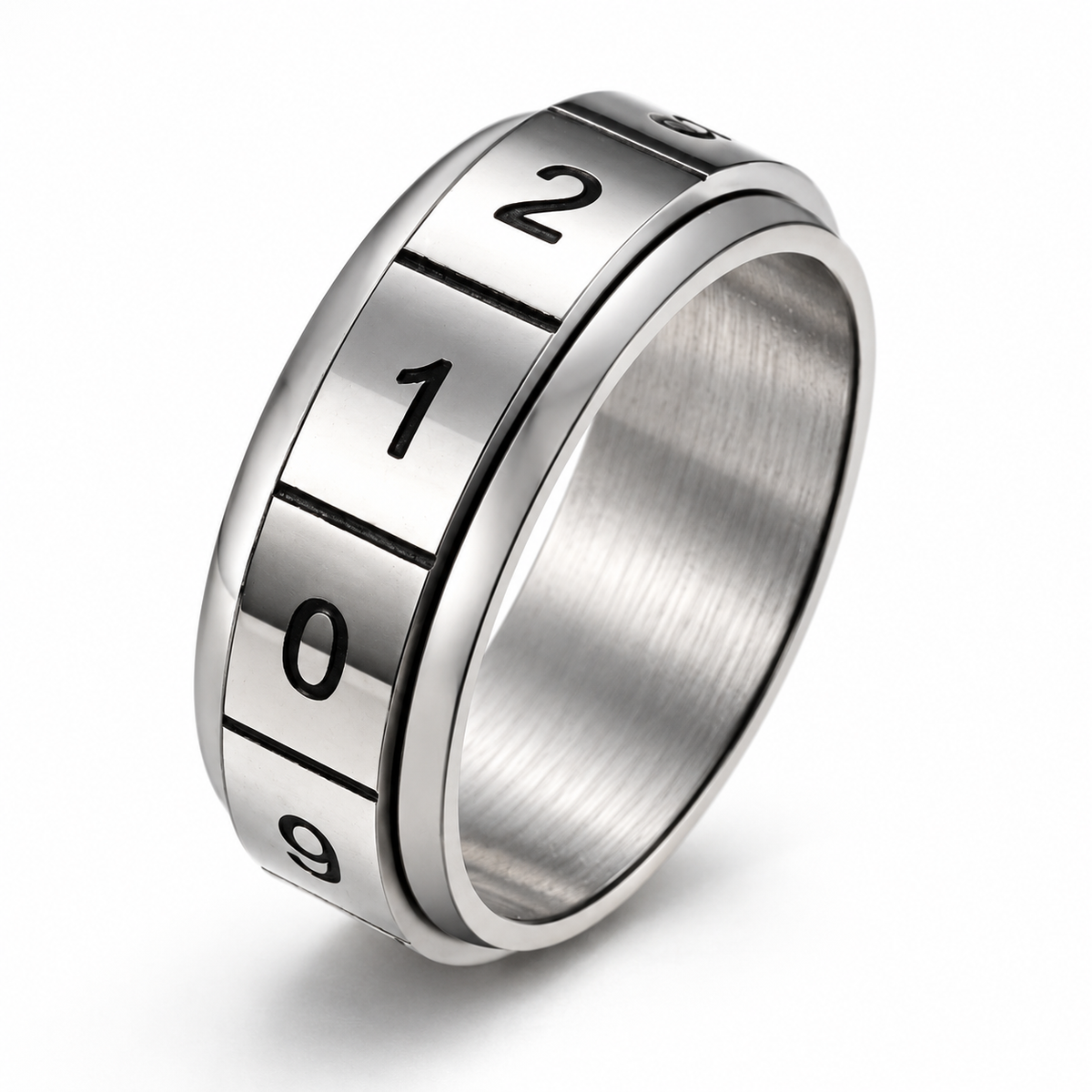Bague anti-stress anneau tournant Chiffre, anneau tournant à cases numérotées de 0 à 9