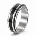 Bague anti-stress anneau tournant Design, anneau tournant à bande noire sur bague en acier