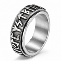Bague anti-stress anneau tournant Écriture Viking, anneau tournant à runes vikings en relief, patine sombre