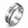 Bague anti-stress anneau tournant Horus, anneau tournant gravé de l’œil d’Horus et de croix ankh