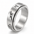 Bague anti-stress anneau tournant Mauvais Temps, anneau tournant gravé d’un éclair, d’un nuage et de gouttes