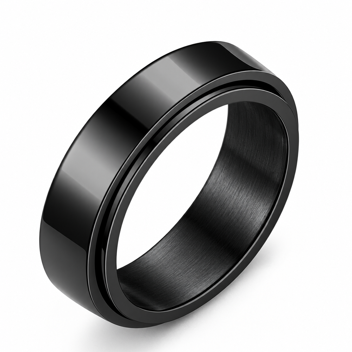 Bague anti-stress anneau tournant Minimaliste, anneau tournant lisse en acier poli