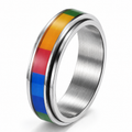 Bague anti-stress anneau tournant Multicolore, anneau tournant à blocs de couleurs arc-en-ciel