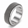 Bague anti-stress anneau tournant Punk, anneau tournant en maille milanaise tressée