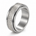 Bague anti-stress anneau tournant Rayure argentée, anneau tournant à texture griffée