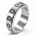 Bague anti-stress anneau tournant Smile, anneau tournant brossé gravé de smileys
