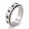 Bague anti-stress anneau tournant Tortue, anneau tournant gravé de petites tortues noires