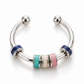 Bague anti-stress bille Colorée, jonc ouvert à rondelles émaillées pastel