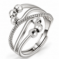 Bague anti-stress bille Dédale, rangs ondulés et perlés entrelacés, billes mobiles