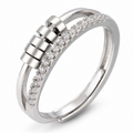Bague anti-stress bille Double, double anneau avec rang pavé et rondelles mobiles