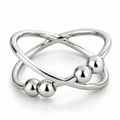 Bague anti-stress bille Infini, deux anneaux croisés en X, deux billes sur chaque fil