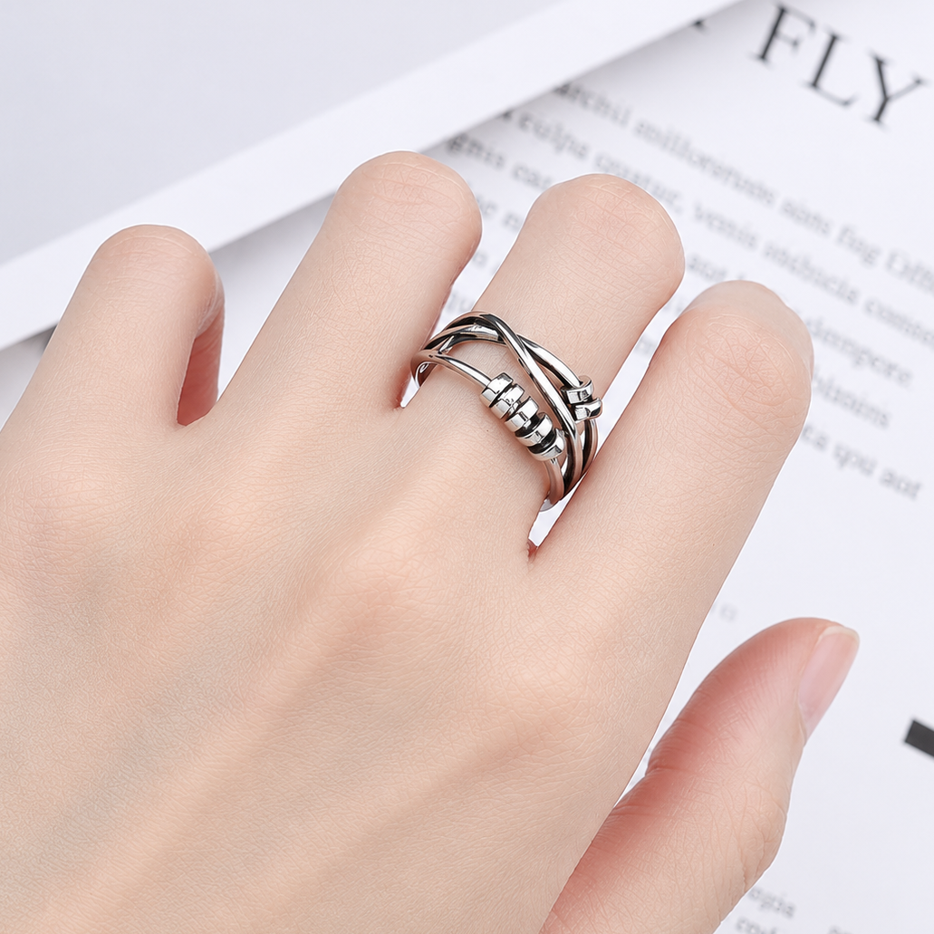 Bague anti-stress bille Scellée, anneaux entrecroisés avec rondelles mobiles