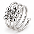 Bague anti-stress bille Tourbillon, spirale à quatre tours garnie d’une grappe de billes argentées