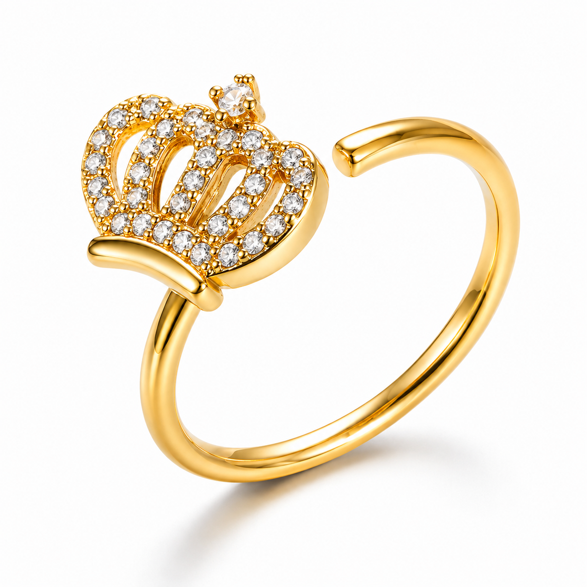 Bague anti-stress rotative Couronne, couronne pavée de petites pierres