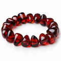 Bracelet Ambre Rouge, pépites d’ambre rouge cerise polies