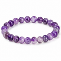 Bracelet Améthyste Céleste, perles rondes d’améthyste claires et foncées de 8 mm