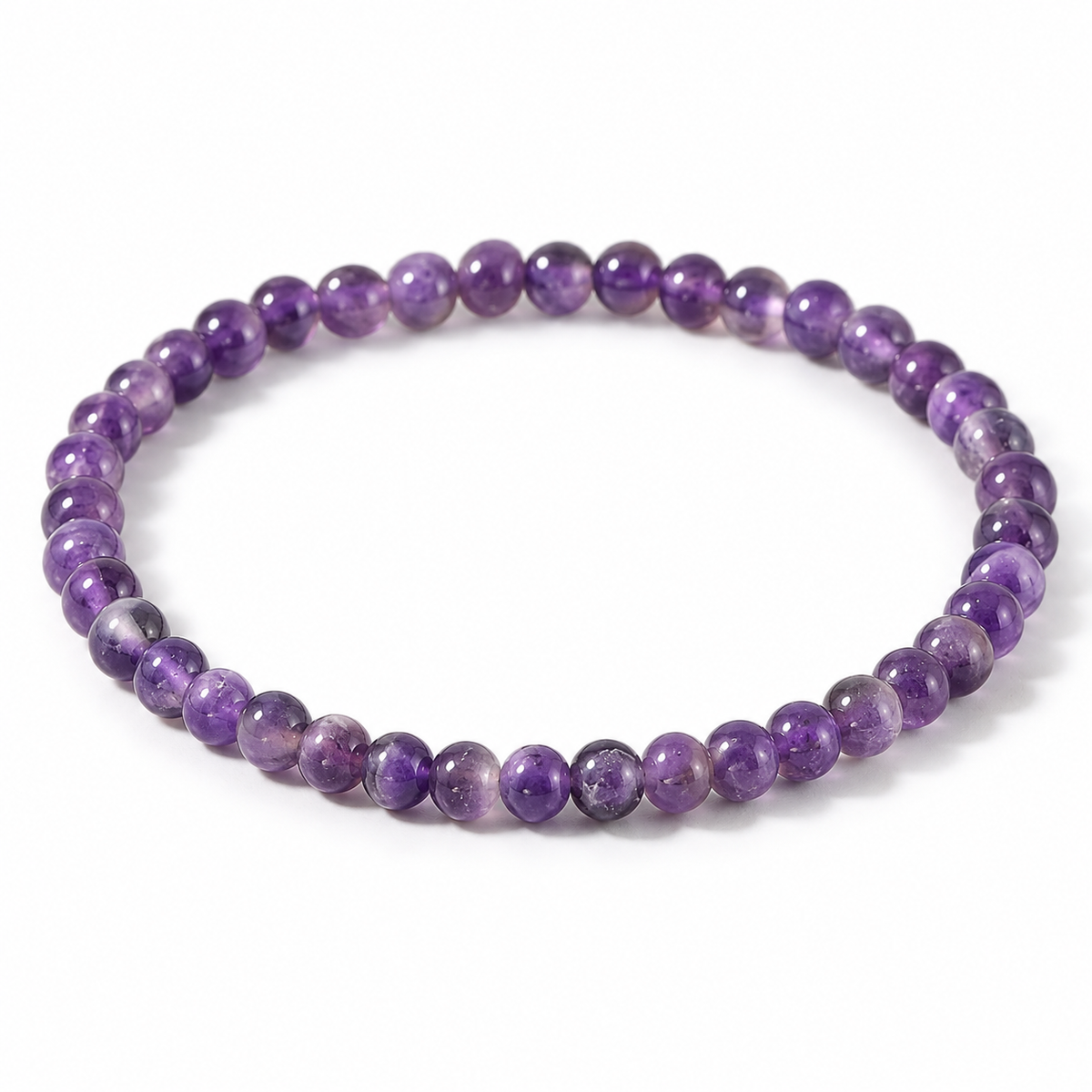 Bracelet Améthyste Minimaliste, fines perles rondes d’améthyste de 4 mm