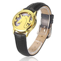 Bracelet diffuseur huile essentielle cuir noir Licorne doré, médaillon tête de licorne étoilée sur bracelet en cuir noir