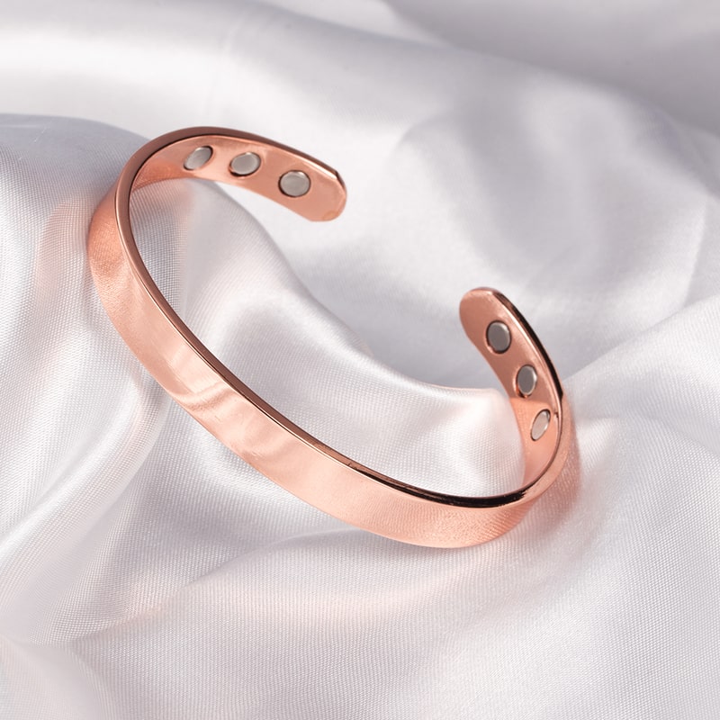 Bracelet magnétique Classique, jonc ouvert lisse en cuivre poli