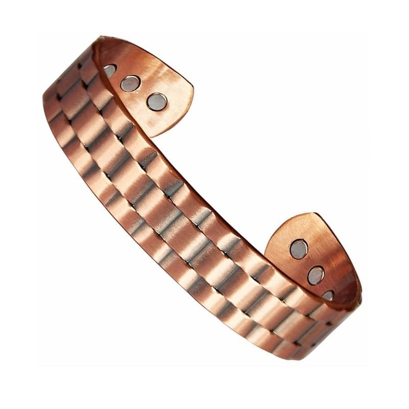 Bracelet magnétique Design, jonc ouvert en cuivre à motif de maillons en relief