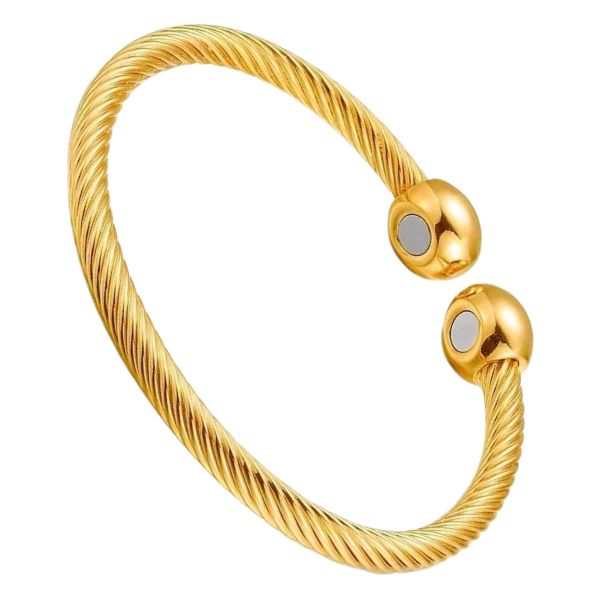 Bracelet magnétique Torsadé, jonc torsadé fin à extrémités boules aimantées