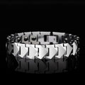 Bracelet Magnétique Tungstène argenté, maillons en carbure de tungstène taillés en chevrons
