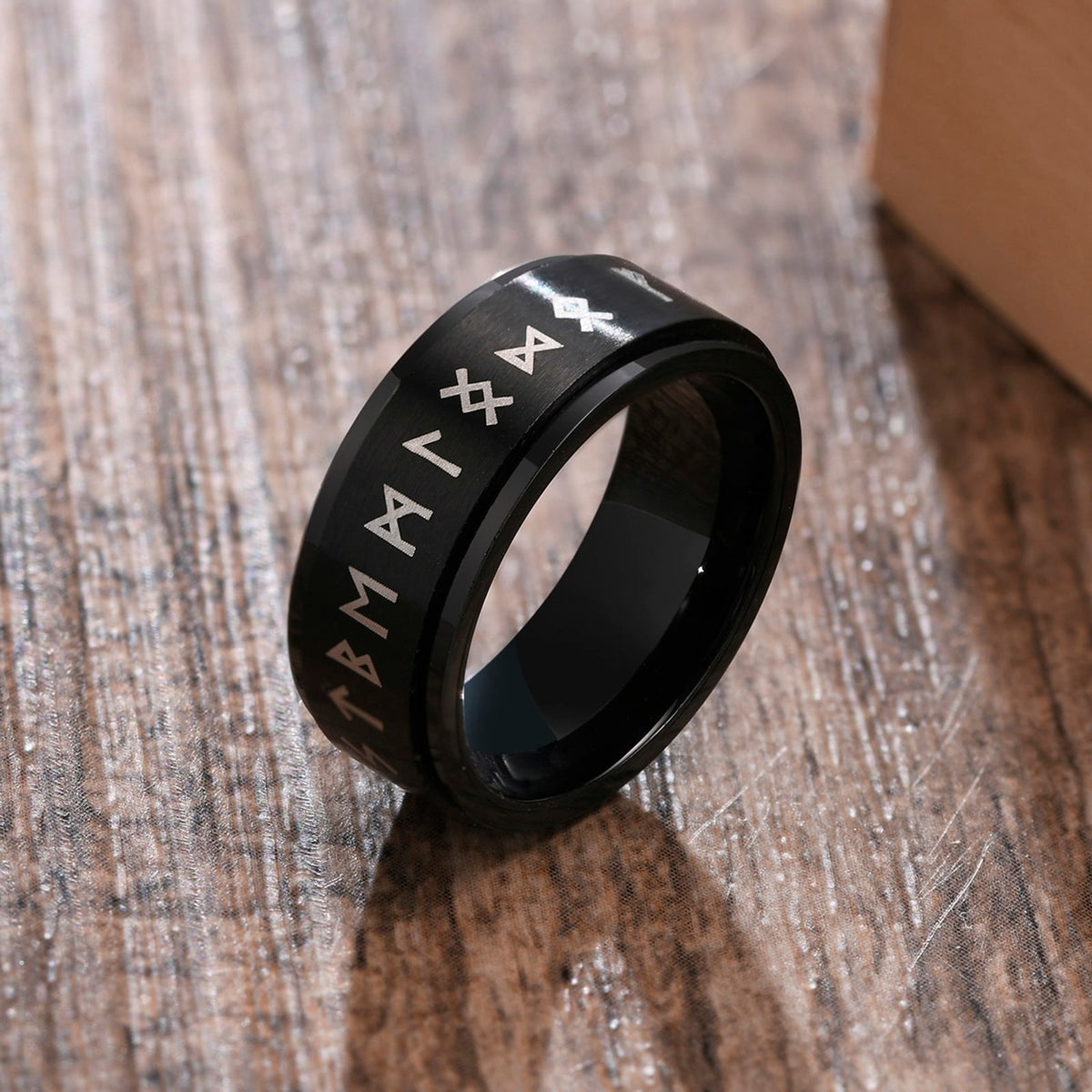 Bague anti-stress anneau tournant Alphabet Viking, anneau tournant gravé de runes vikings