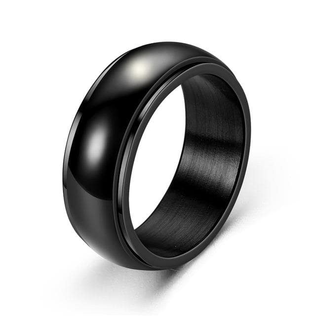 Bague anti-stress anneau tournant Baseball, anneau tournant noir orné d’une couture rouge de balle de baseball