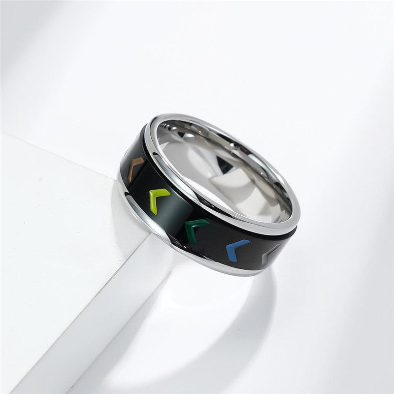 Bague anti-stress anneau tournant Boost, anneau tournant orné de chevrons multicolores