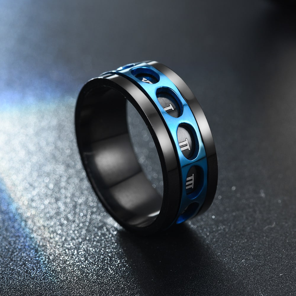 Bague anti-stress anneau tournant Compteur Romain, anneau ajouré or rose à chiffres romains