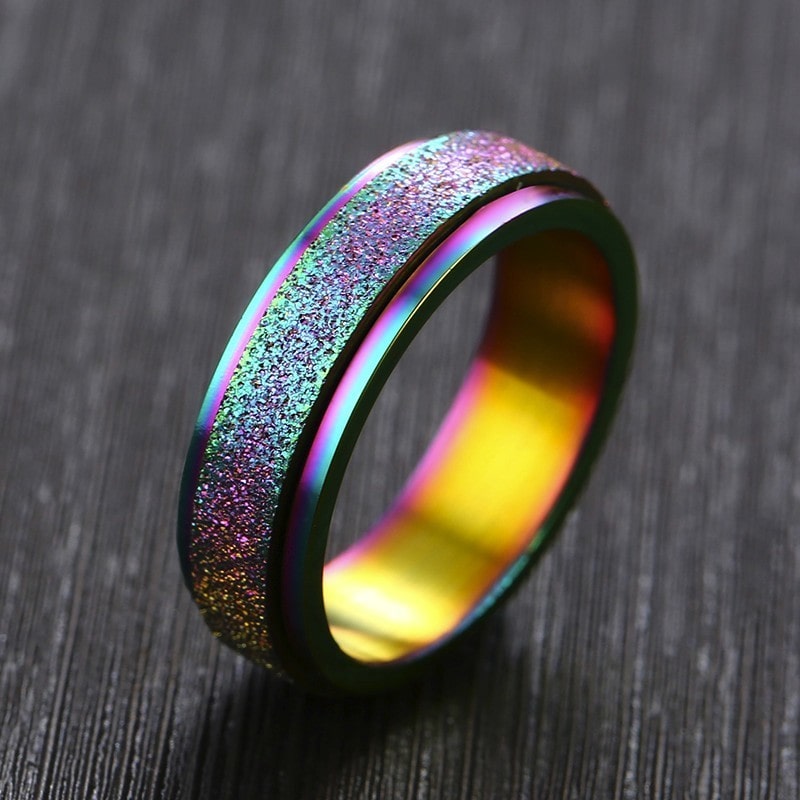 Bague anti-stress anneau tournant Pailleté, anneau tournant au fini sablé scintillant