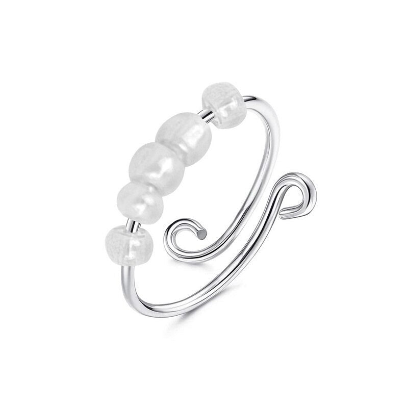 Bague anti-stress bille Classique, perles translucides sur fil d’acier à boucles