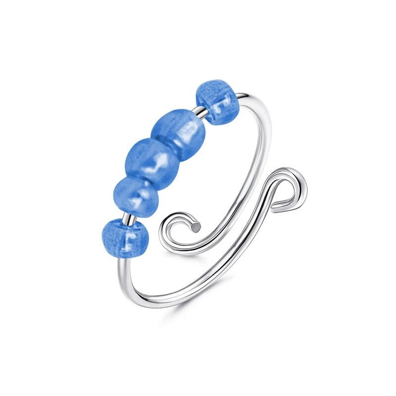 Bague anti-stress bille Classique, perles translucides sur fil d’acier à boucles