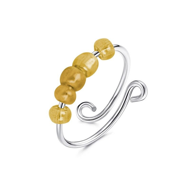 Bague anti-stress bille Classique, perles translucides sur fil d’acier à boucles