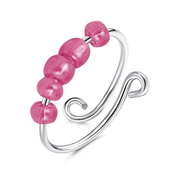 Bague anti-stress bille Classique, perles translucides sur fil d’acier à boucles